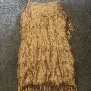 Elegant Gold Fringe Dress